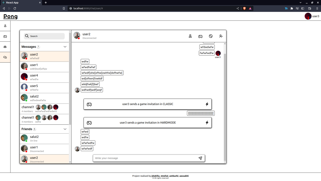 transcendance chat page