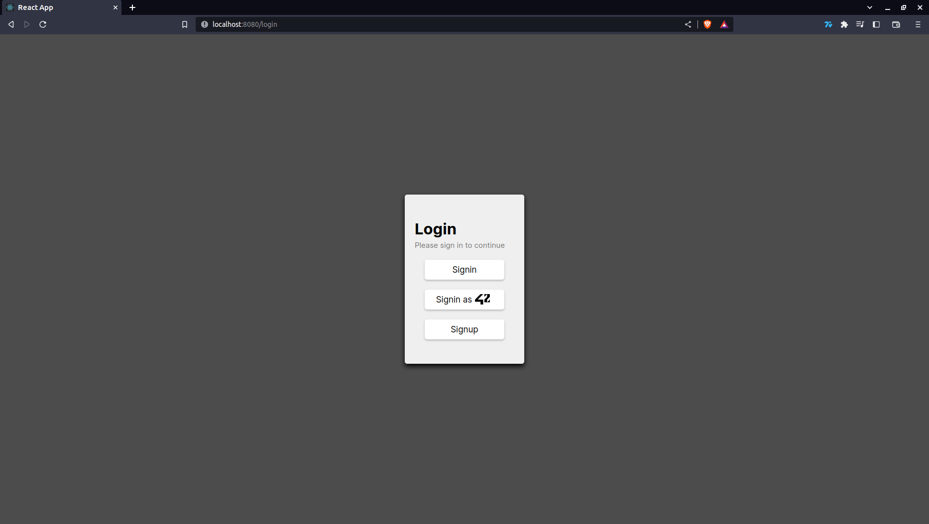 transcendance login page